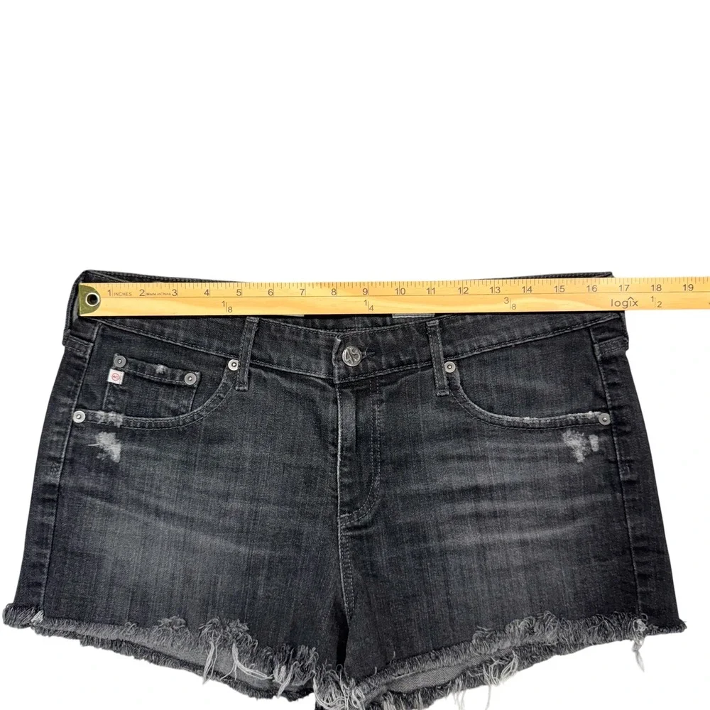 AG Adriano Goldschmied The Bonnie Relaxed Short Womens 31 Black Distressed Denim